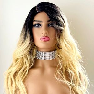 “Put On & Go Ombre Blonde Premium Fiber Wig with Loose Curls